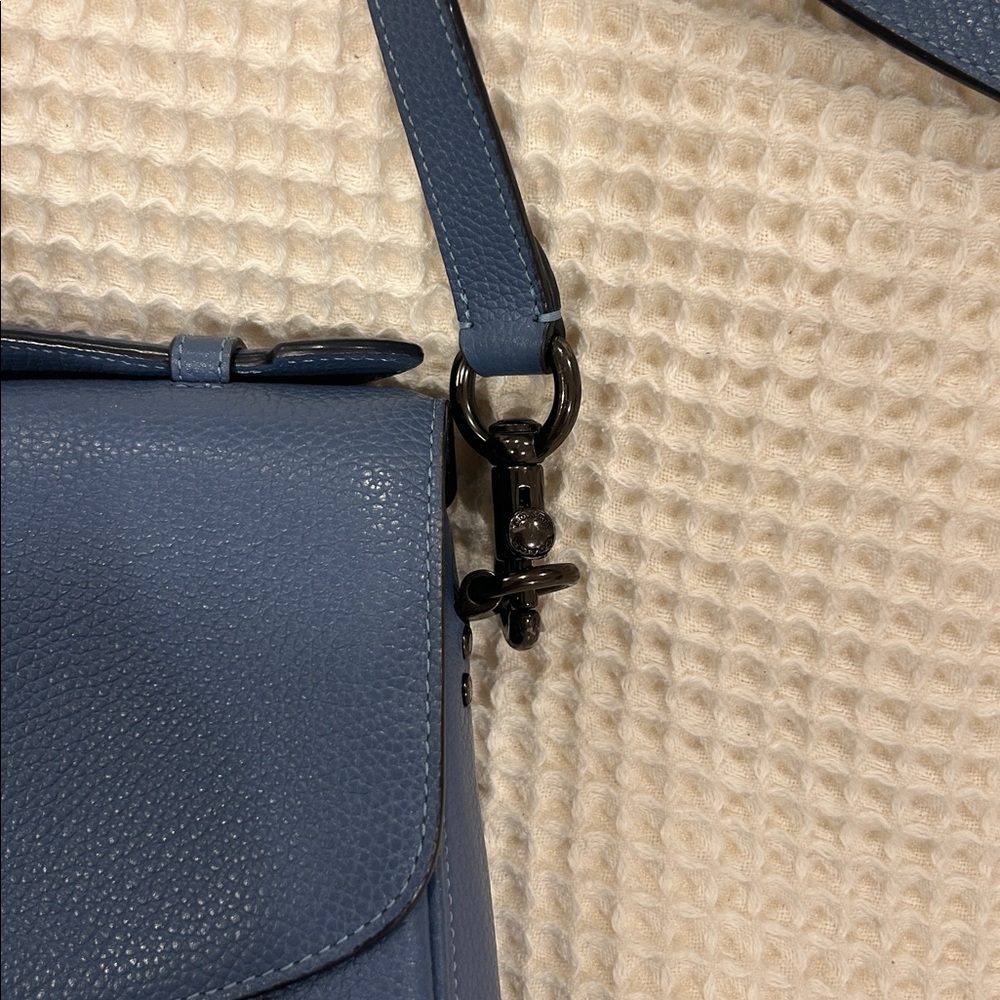 Coach Blue Pebbled Leather Turnlock Crossbody - Picture 3 of 6